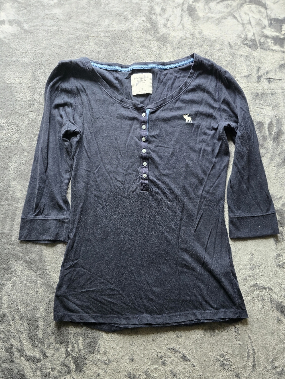 Vintage Abercrombie And Fitch 3/4 Sleeve Henley Size Medium - Picture 2 of 10